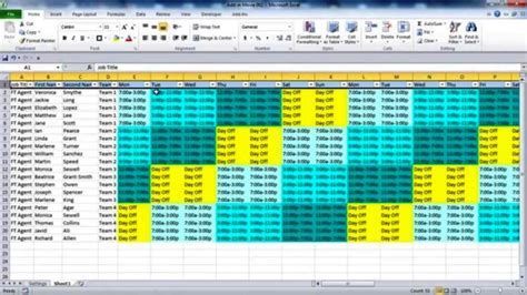 On Call Schedule Excel Template