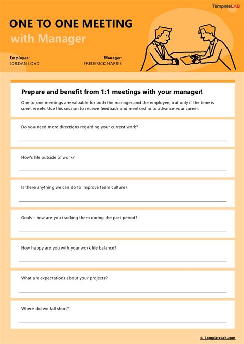 One On One Meeting Template