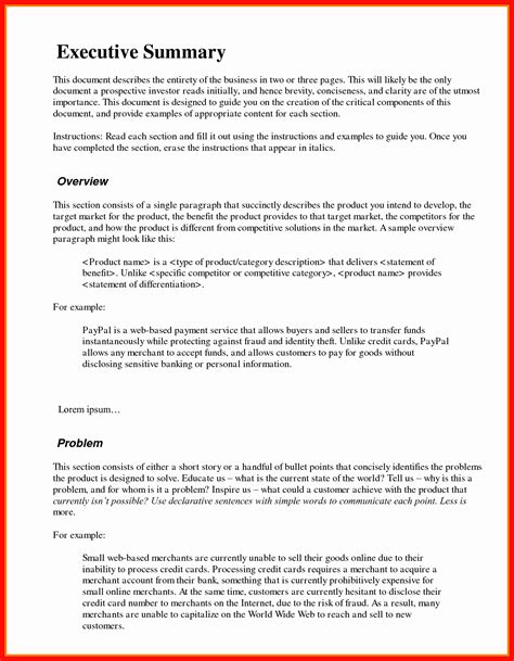 One Page Executive Summary Template