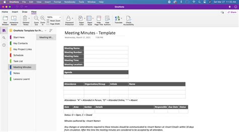 Onenote Meeting Notes Template