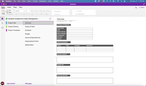 Onenote Project Management Template