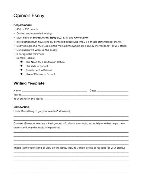 Opinion Essay Template
