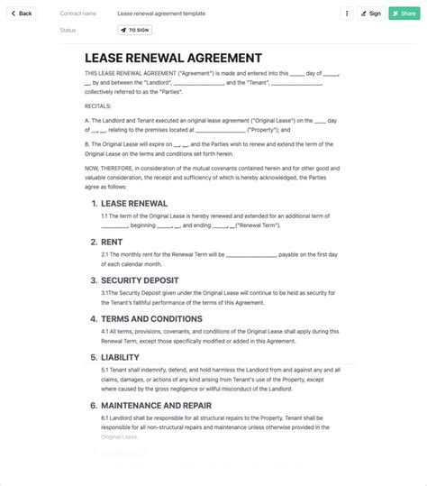 Option To Renew Lease Template
