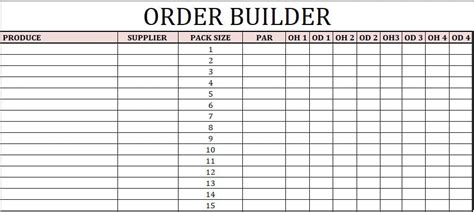 Order Guide Template Excel