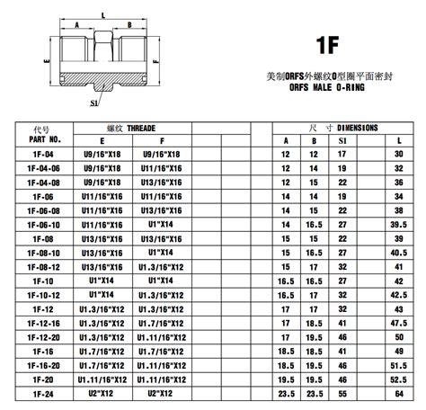 Orfs Fitting Size Chart