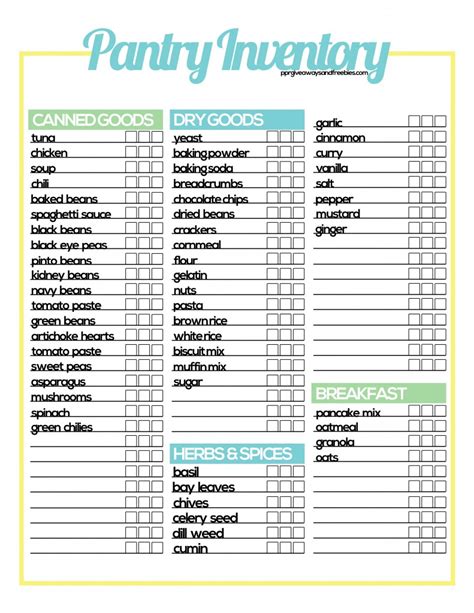 Organized Home.com Printable Household-notebook Pantry-inventory