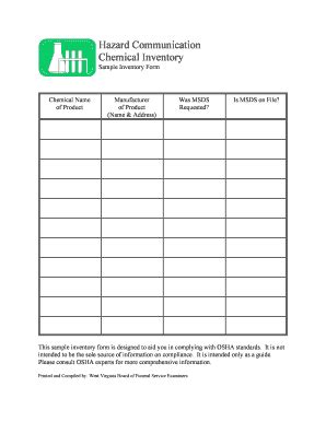Osha Chemical Inventory List Template