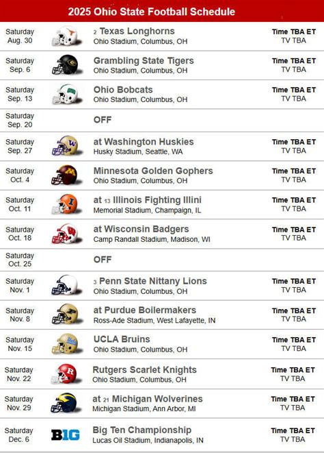 Osu Football Printable Schedule