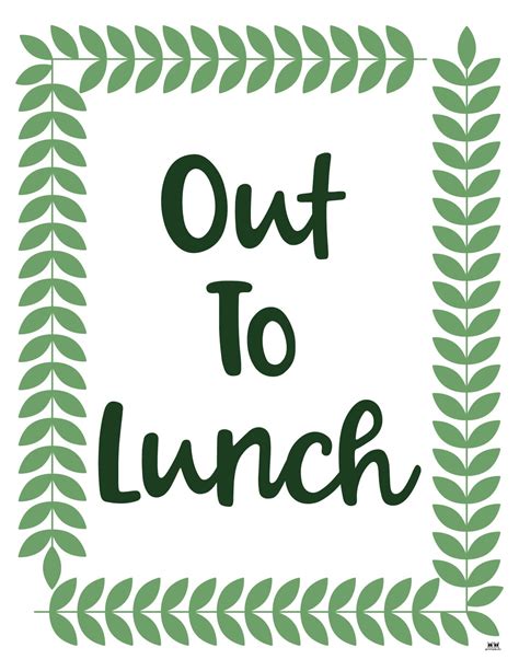 Out For Lunch Sign Printables