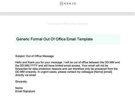 Out Of Office Email Templates