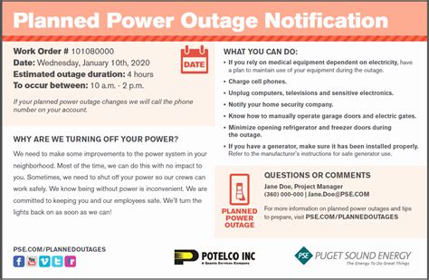Outage Communication Template
