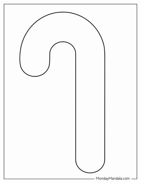 Outline Candy Cane Template