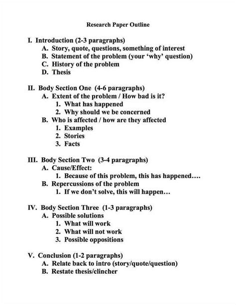 Outline For Research Paper Template