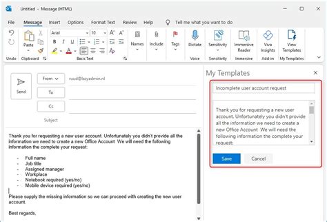 Outlook Email Template Shortcut