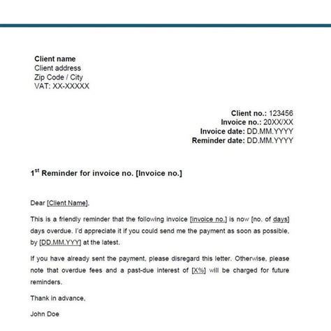 Overdue Invoice Letter Template