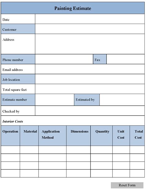 Paint Estimate Template
