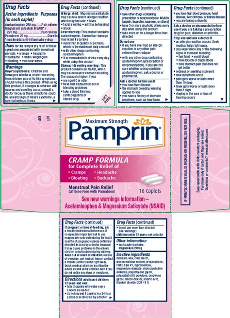 Pamprin Dosage Chart