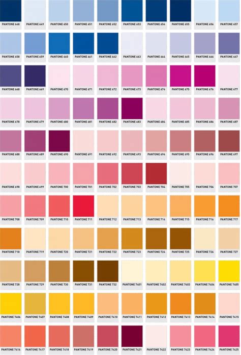Pantone Colour Chart With Names