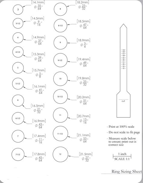 Paper Ring Size Chart