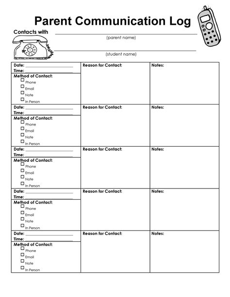 Parent Call Log Template