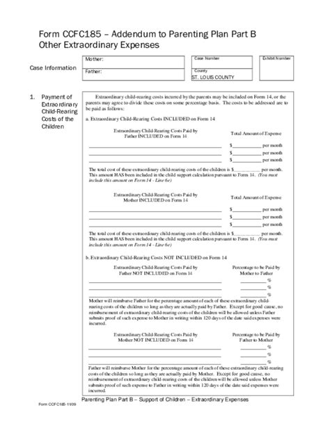 Parenting Plan Template Missouri