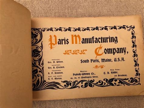 Paris Manufacturing Company Catalog
