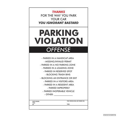 Parking Violation Ticket Template