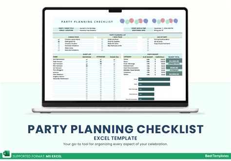 Party Planning Template Excel