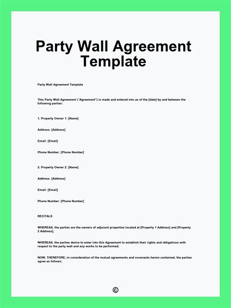 Party Wall Agreement Template
