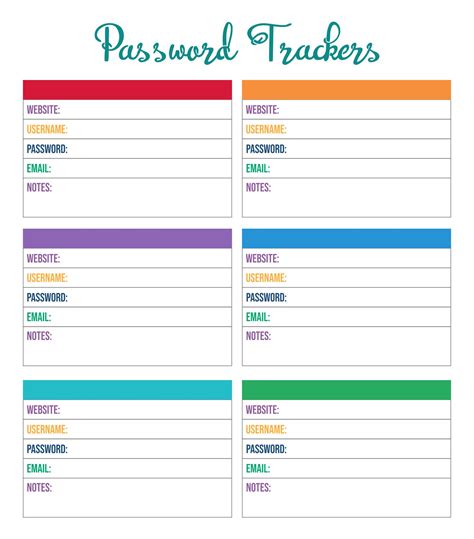 Password Organizer Template