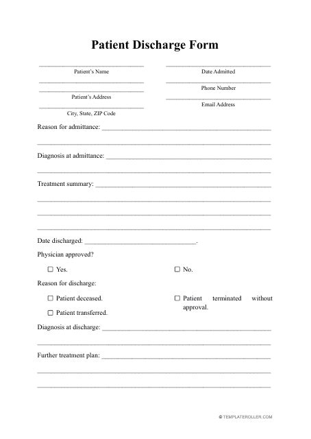 Patient Discharge Form Template