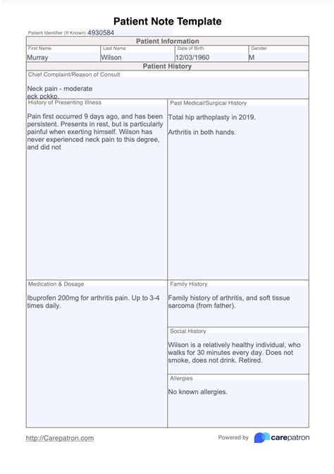 Patient Notes Template