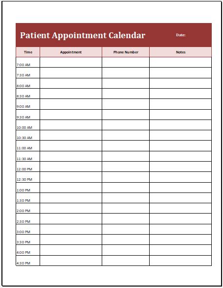Patient Scheduling Template