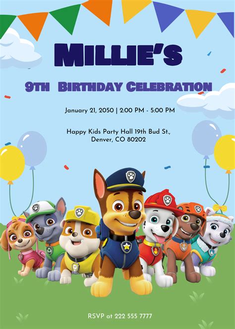 Paw Patrol Invitation Free Template