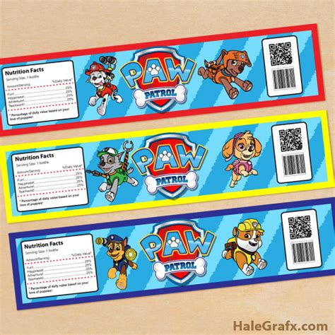 Paw Patrol Water Bottle Labels Printable