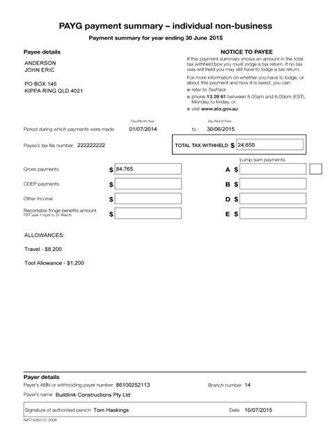 Payment Summary Template