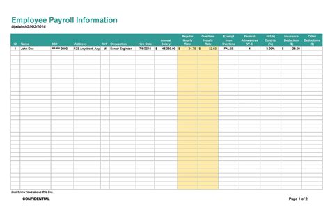 Payroll Breakdown Template
