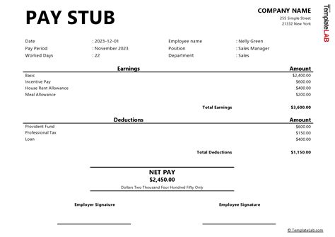 Payroll Stub Template