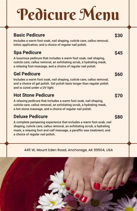 Pedicure Menu Template