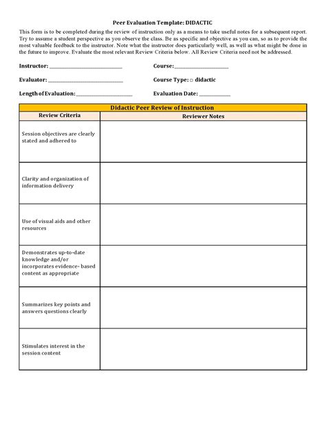 Peer Review Template For Students