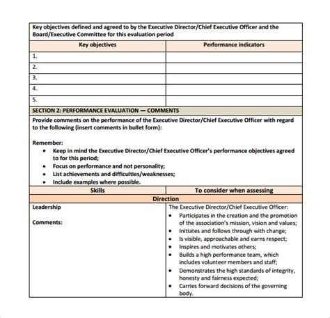 Performance Review Template For Managers
