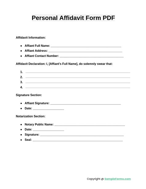 Personal Affidavit Template
