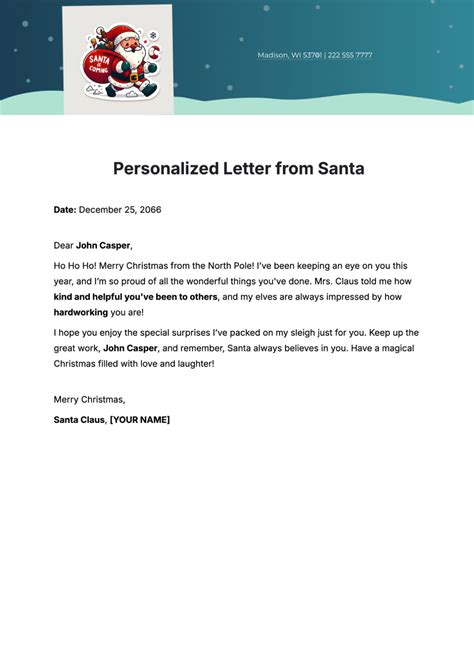 Personalized Letter From Santa Template