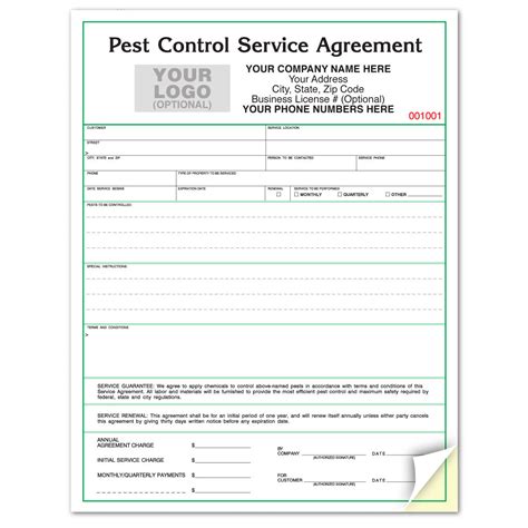 Pest Control Service Agreement Template