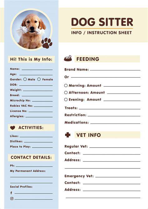 Pet Sitter Instructions Template