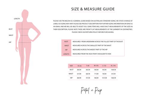 Petal And Pup Size Chart