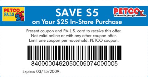 Petco Printable Coupon $5 Off $25