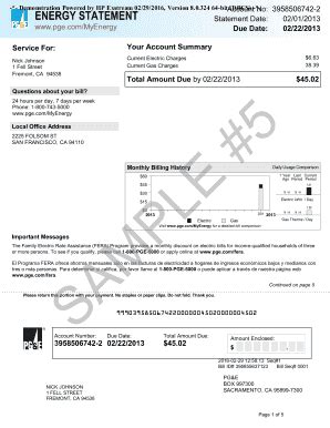 Pg&e Bill Template