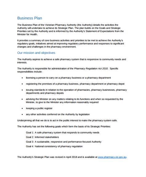 Pharmacy Business Plan Template