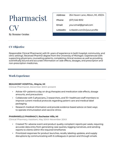 Pharmacy Cv Template